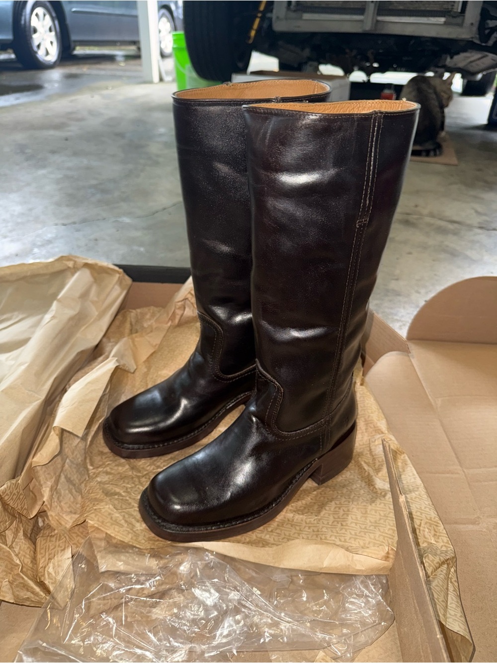Frye Black Leather Campus Boots - Picture 2 of 4